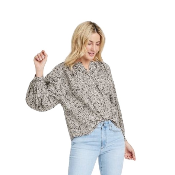 NWT Universal Thread SZ XL Women's Balloon Long Sleeve Popover Blouse - Picture 1 of 15